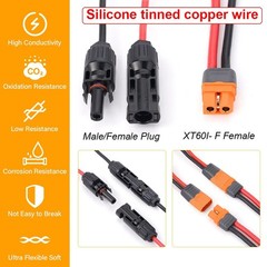 12 AWG XT60i Female to Solar Connector Solar Panel Extension Charging Cable Red