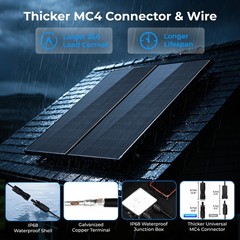 AeternaSol 200W 18BB N-Type Mono 18V Solar Panel Roof RV Boat Off-Grid Battery