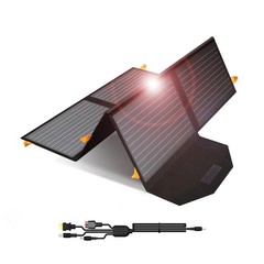 [Upgraded] 60W Portable Solar Panels Chargers QC3.0 USB-A USB-C DC5521 8mm Ou…