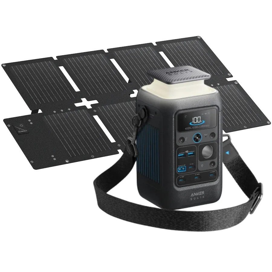 Anker – SOLIX C300X DC Portable Power Station w/60W Solar Panel 288Wh/300W Soalr
