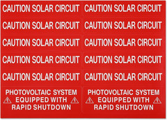 62-Pack Solar PV System Label Kit – Code 2020/2023 Compliant Photovoltaic Sticke