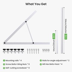 41in Adjustable Solar Panel Tilt Mount Brackets, Aluminum, 2-Set Foldable