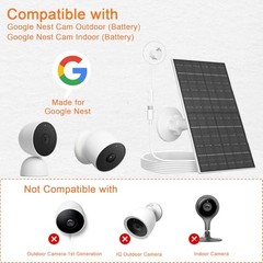 7W Solar Panel Charger for Google Nest Cam Battery Version, USB-C Solar