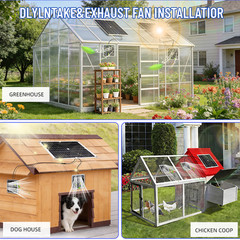 Solar Exhaust Fan Greenhouses &Powered for ChickenCoop,Attics, Barns & DogHouses