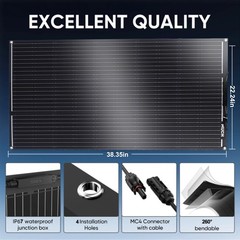 200W Flexible Solar Panel + Controller MC4 Connector RV Camping Off-Grid Rooftop
