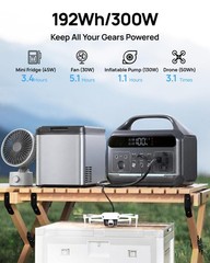 DARAN Portable Power Station 300W (600W Peak), 192Wh LiFePO4 Battery Solar Ge…