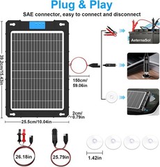 12V Solar Battery Charger Maintainer Compatible With Car Motorcycle Boat RV T…