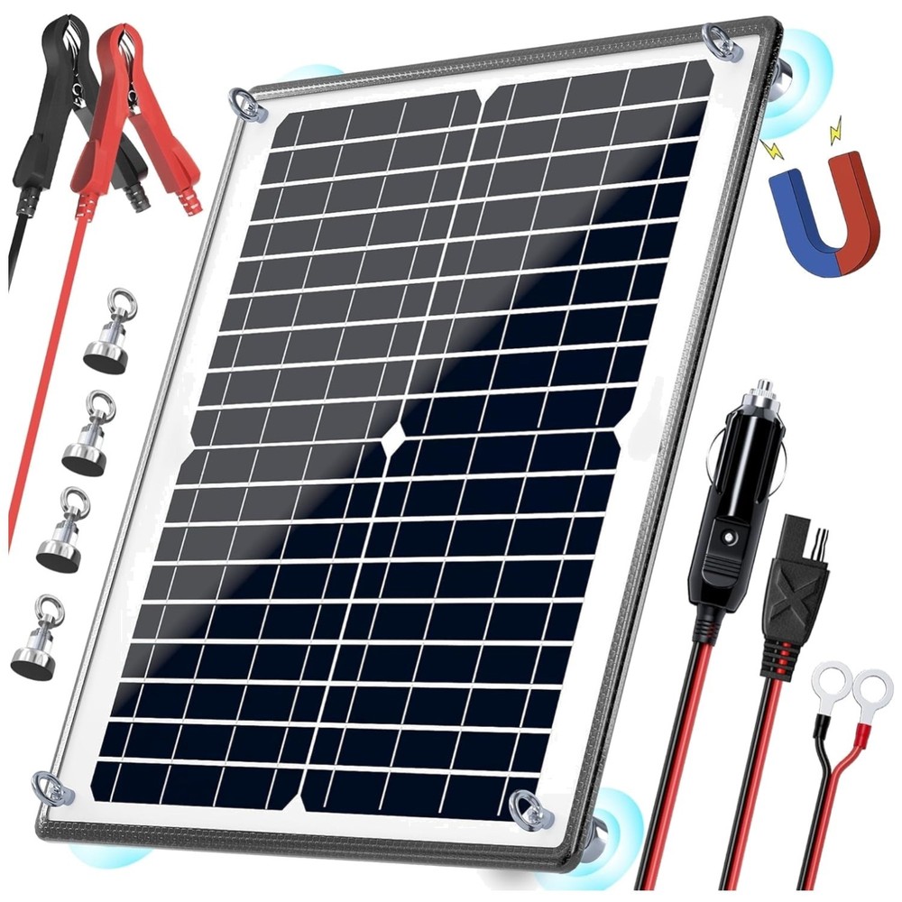 Solar Maintainer Charger Alligator Clip 20W