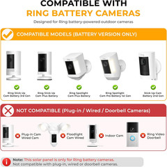 8W Solar Panel for Ring Camera, 3-Pack Solar Panel Charger Compatible with Ring