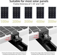 Solar Panel Mounting Brackets, Included 10 X 4.72 in Rails + 4 End Clamps + 6 Ce
