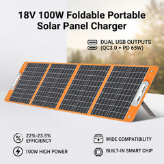 Flashfish 100W 18V Solar Panel Portable Solar Charger DC PD QC3.0 Type-C Output