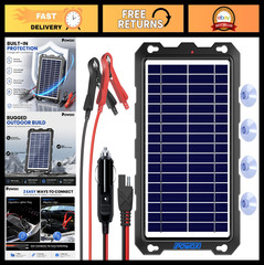 7.5W 12V Solar Battery Charger Trickle Maintainer Kit | Smart Charge Controller
