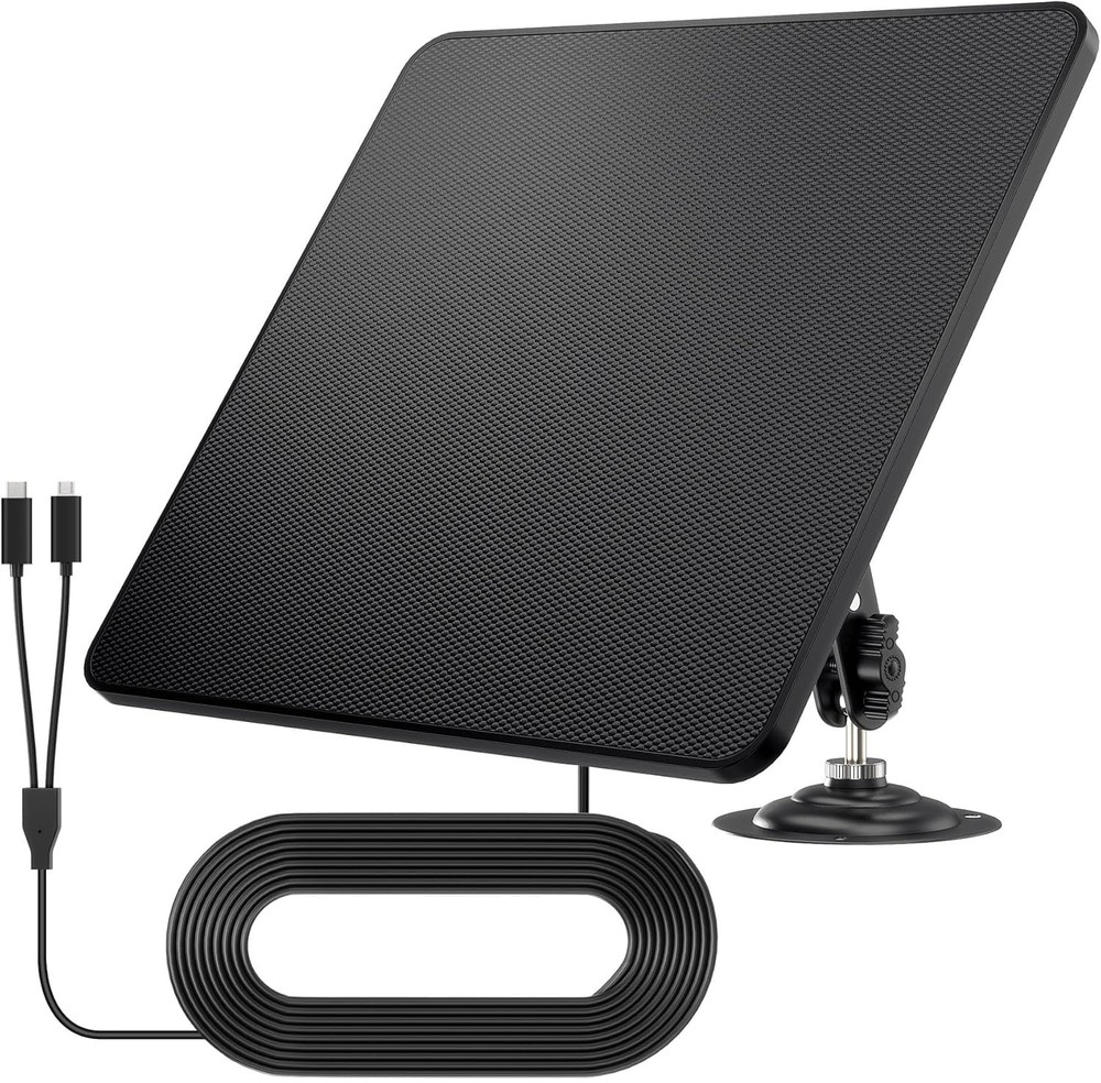 6W Solar Panels for Security Camera, Solar Battery Charger with Micro USB & U…