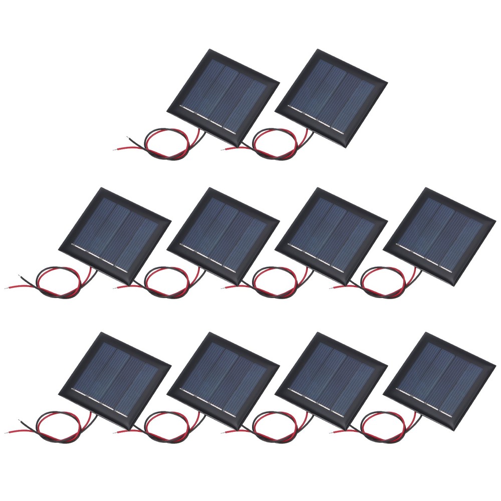 10 Pcs 2V 0.26W 130mA Mini Solar Panels with 2 Cable 54mm x 54mm