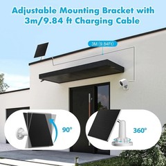 Outdoor Security Camera 5W Solar Panel, Micro USB/USB-C, 9.8ft Cable, Weathe…