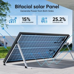 100W (200W) Bifacial Solar Panel Mono 12V 18BB Mono N-Type PV Home RV Off Grid