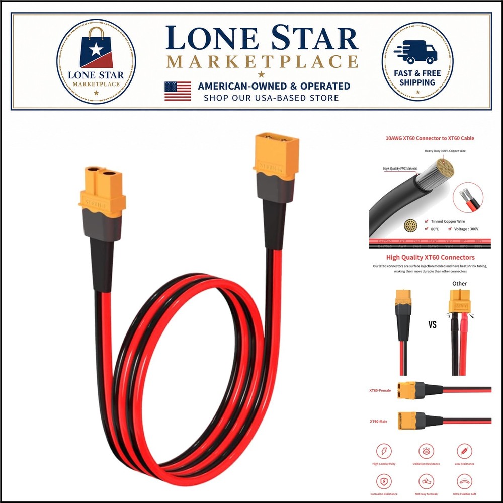 10AWG 2FT XT60 Extension Cable – Weatherproof Male-Female Connector for RC & …