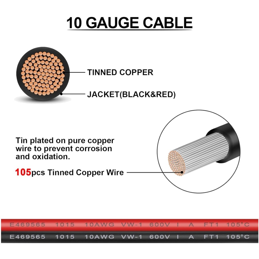 UV Resistant SAE Connector Cable for Battery Charger