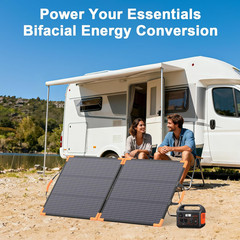 100W Bifacial Portable Solar Panel, 20V Foldable Charger for Camping & RV