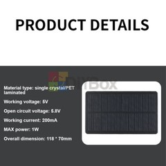 1W 5V Mono Solar Panel For lighting systems Water Pump Street Lighting 200mA