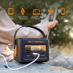 【NEW】WATTBRICKS ENERGY 120-WATT PEAK PORTABLE POWER STATION & SOLAR PANEL BUNDLE