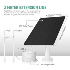 USB Solar Panel for Ring Camera – Type-C Solar Panel Charger 5v 6w with 10ft