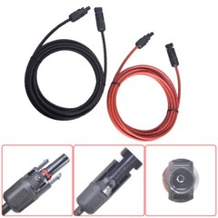 1Pair Solar Panel Extension Cable Wire Connector 12AWG 10ft Black + Red New