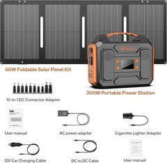 Portable Solar Generator 300W with 60W Panel//