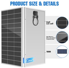 200W 400W 800W 18BB N-Type Solar Panel Battery Charging Boat Home Off-Grid RV PV