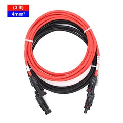 12 AWG Solar Panel Extension Cable PV Wire Connector Pair Black and Red 1*6mm²