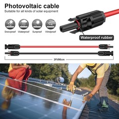 3 Feet 10AWG Solar Extension Cable with Solar Panel Female and Male Connector…