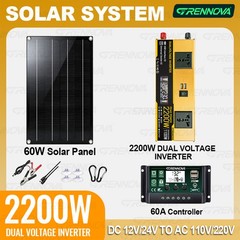 Grennova 2200W Off-Grid Solar Station 60W Panel 60A MPPT Dual Voltage Inverter