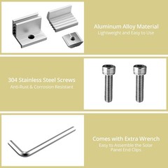 Adjustable Solar Panel Mount Brackets 3050mm 10pc Aluminum Roof Clamp Kit