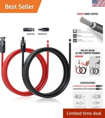 Solar Extension Cable 30A/1000V DC, Waterproof with Compatible Quick Connect…