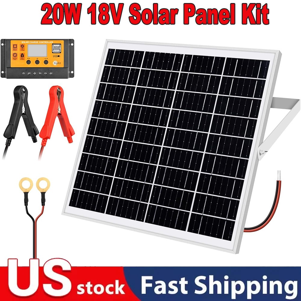 20W 18V Solar Panel Kit Trickle Charger Battery Charger Maintainer Boat Car RV
