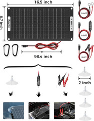 15W Solar Battery Charger: 12V Solar Car Battery Trickle Maintainer – with MPPT