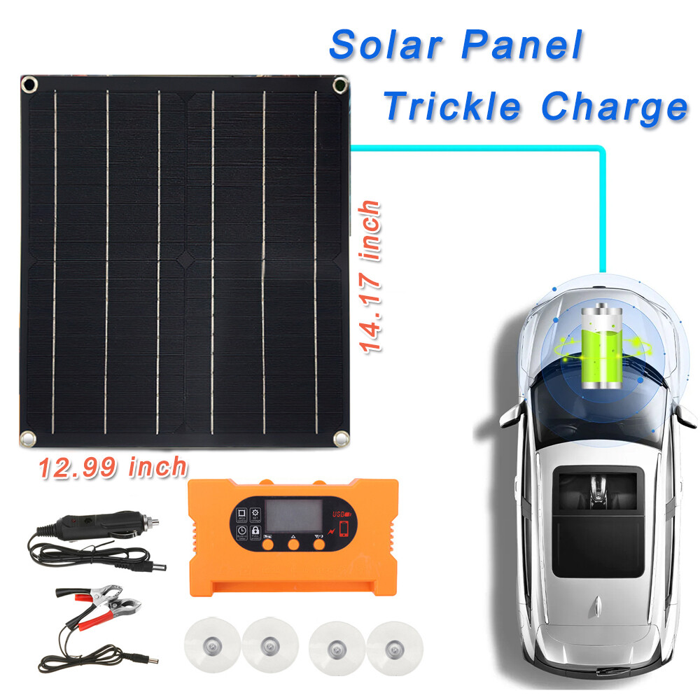 50W Solar Battery Maintainer Waterproof Car RV Boat Charger 12V Tender Trickle
