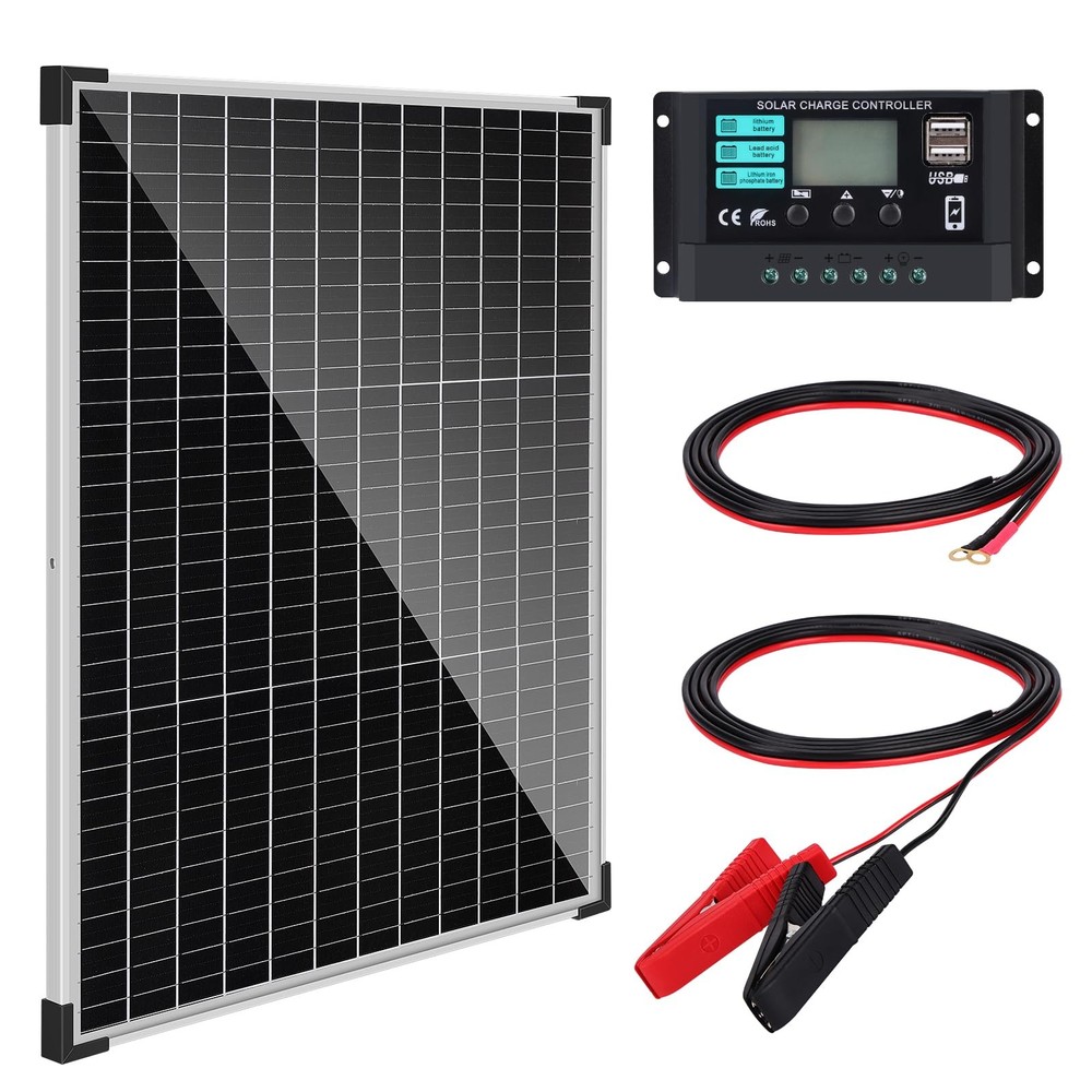 Solar Panel Kit 50W with 10A Charge Controller Monocrystalline Solar Panel Ki…