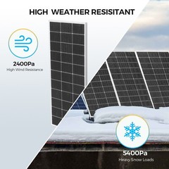 Glass Solar Panel 120W Monocrystalline Photovoltaic for RVs Camping Boat – NEW