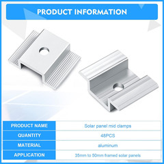 48 Pack Solar Panel Mid Clamps 1.06 Inch Solar Panel Bracket Aluminium Mounting