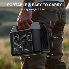 Portable Power Station 300W LiFePO4 Battery Bank Camping AC DC Solar Generator