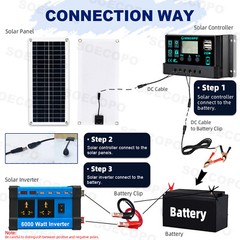 6000W Complete Solar Panel Kit Solar Power Generator 100A Home 110V/220V System