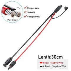 1ft 10AWG Solar Panel Connector Cable, SAE to MC-4 Male Female Adapter PV Ext…