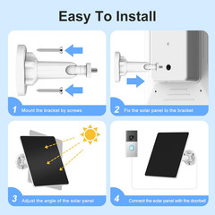 Solar Panel Charger for Ring Doorbell, Built-In 4000Mah Battery for Cloudy Days,