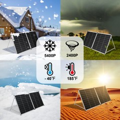 Dokio 200W 18V Efficiency Foldable Glass Solar Panel Suitcase Kit plug and play