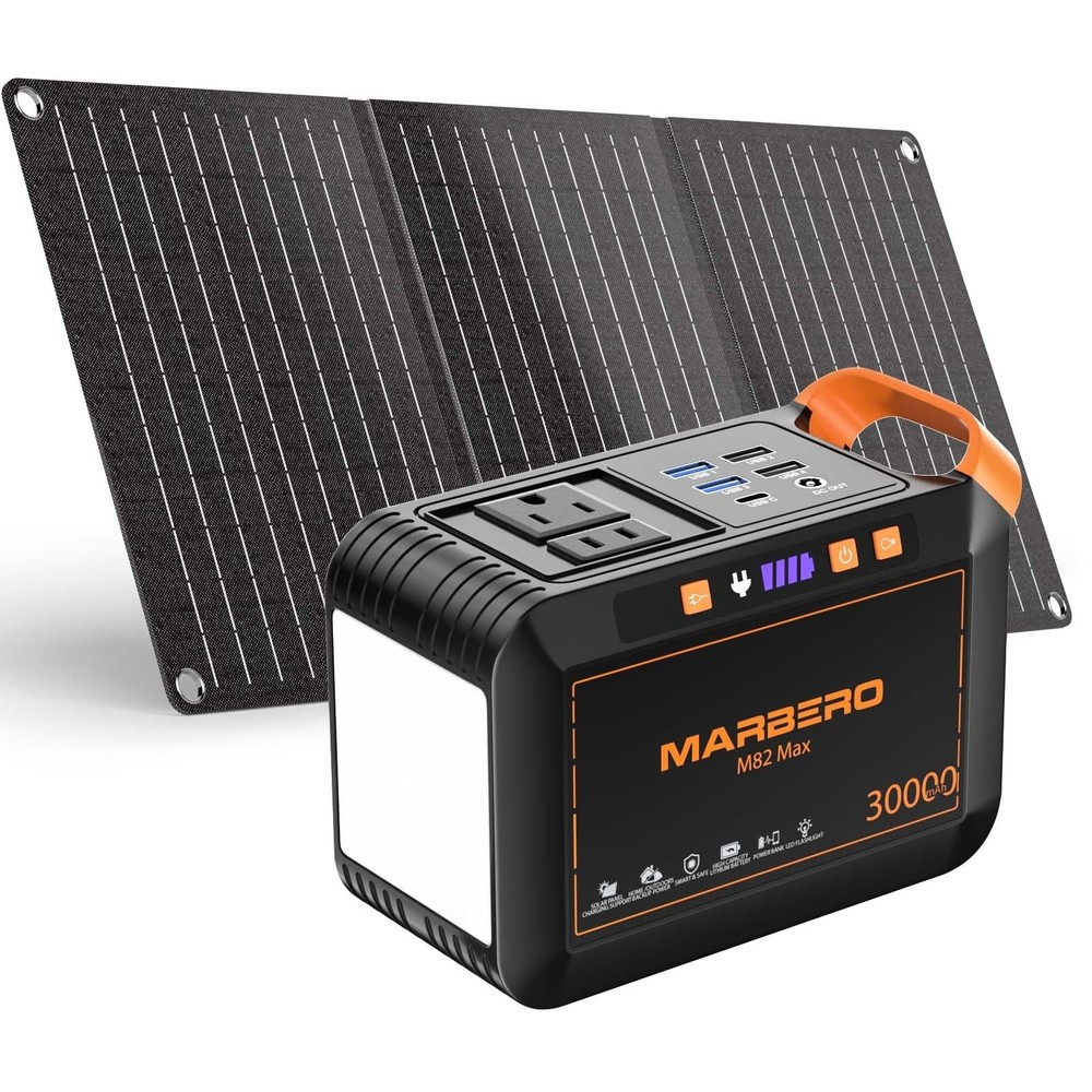 MARBERO Solar Generator 111Wh Portable Power Station with Solar Panel 30W Includ