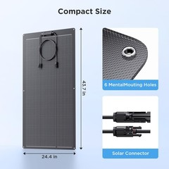 100W Ultra-Thin Flexible Solar Panel 12V, 11BB 23% High-Efficiency ETFE Monoc…