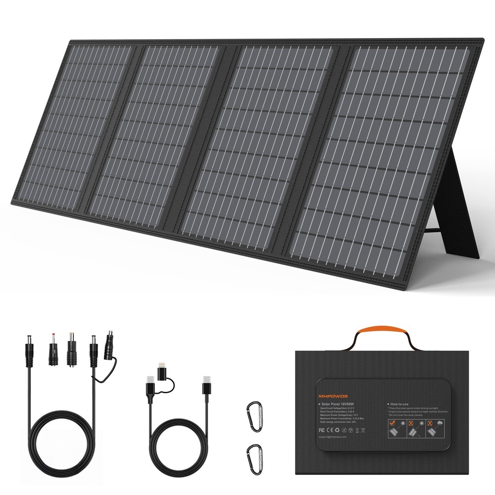 45W 60W Camping Solar Panel USB Charger IP67 Adjustable Kickstand for Power Bank