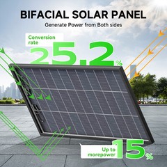 300W Bifacial N-Type Solar Panel Mono 12/24V Charging Home PV Off-Grid RV Boat