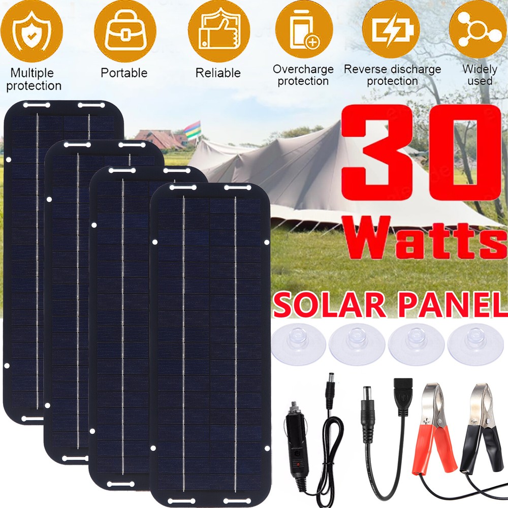 Solar Panel 12V Trickle Charger Battery Charger 30W Kit Maintainer Boat Car RV